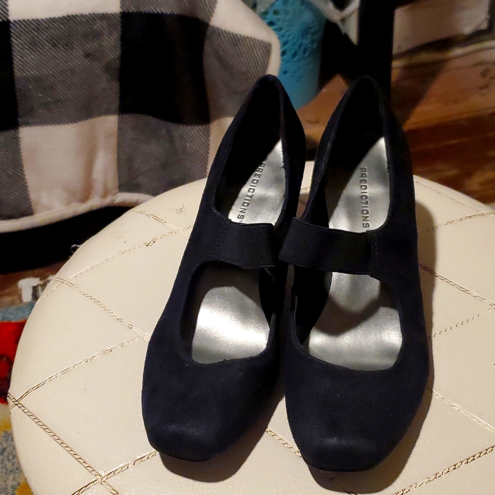 Black suede heels